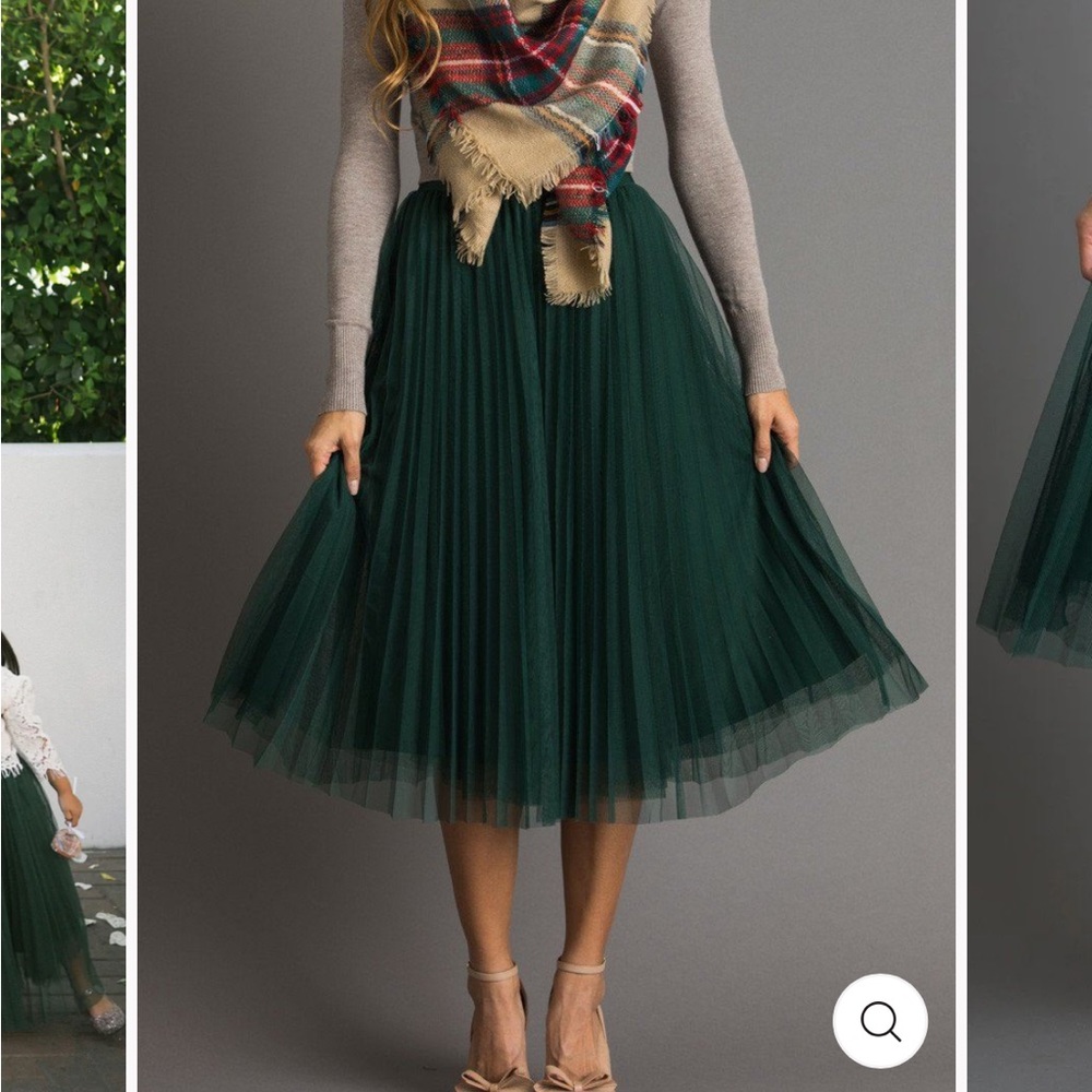 VIENNA PLEATED TULLE MIDI SKIRT